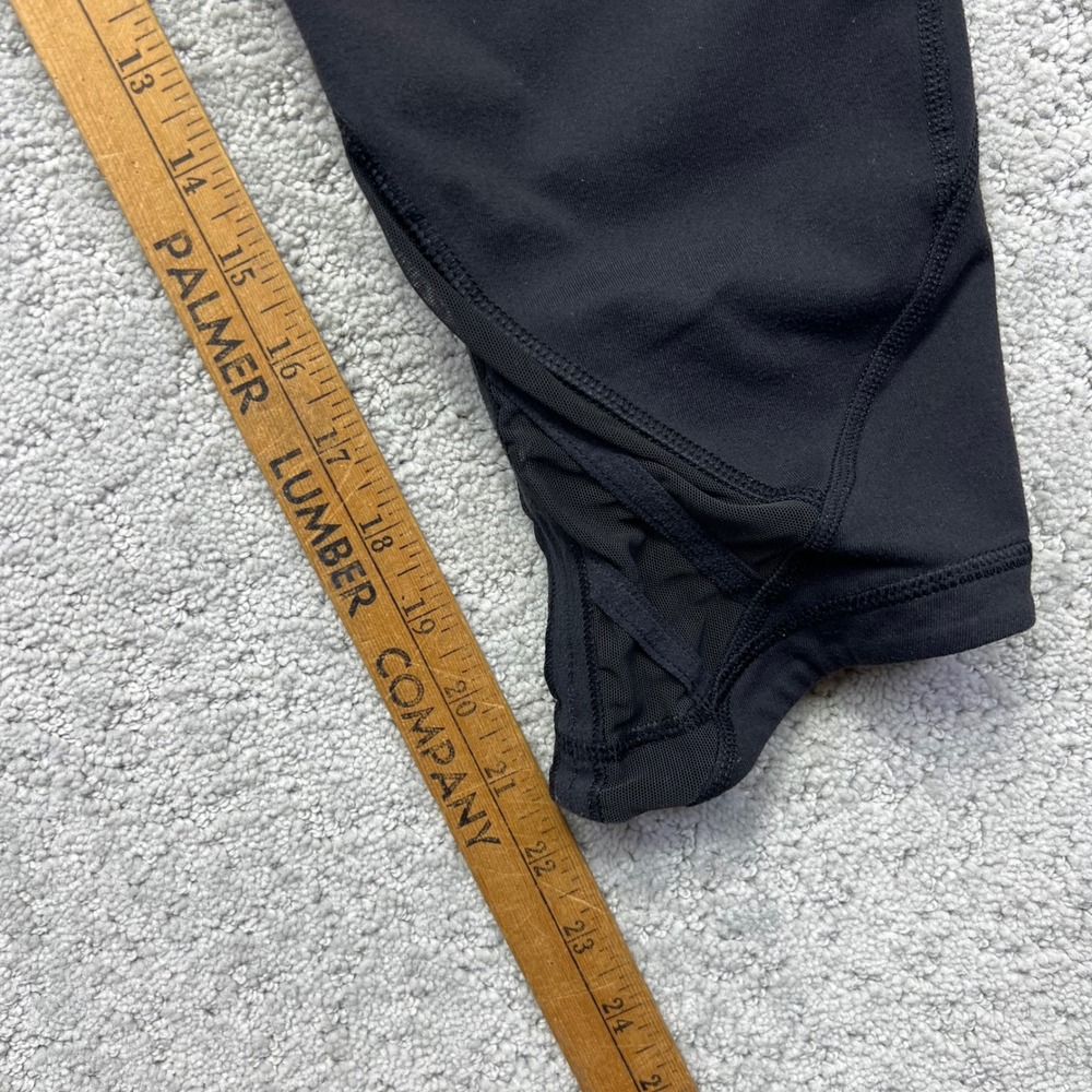 Lululemon Leggings Womens 10 Black High Cropped Mesh Panels Hem Active Yoga - Picture 12 of 14